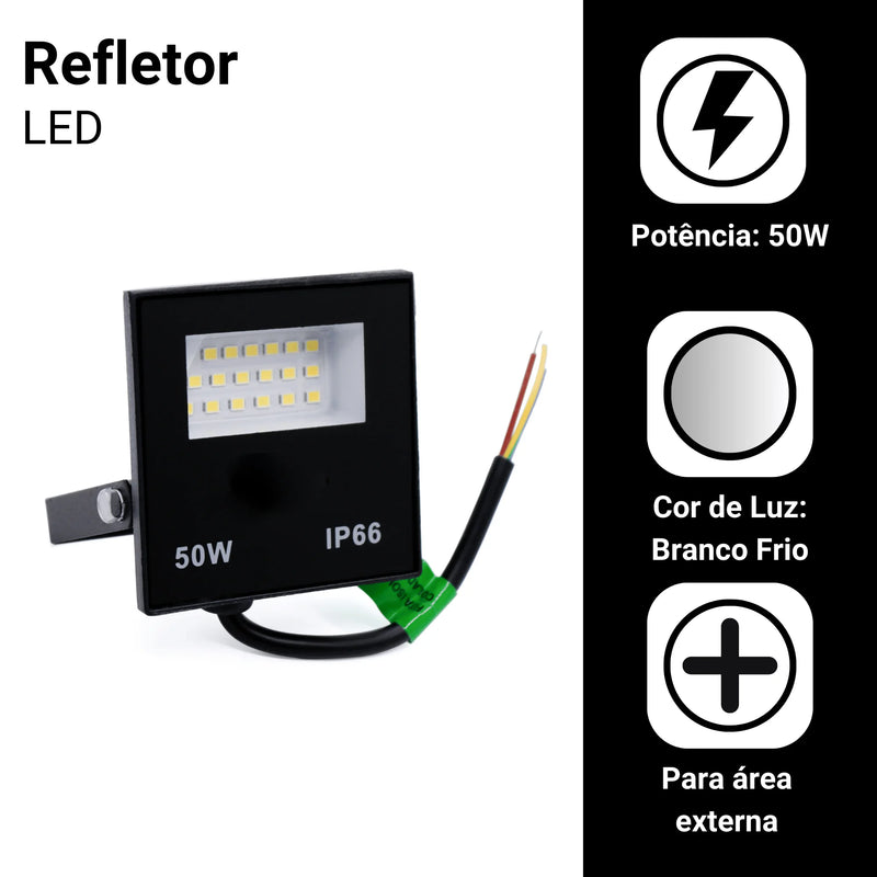 Kit 2 Refletor Led 50W Holofote Bivolt